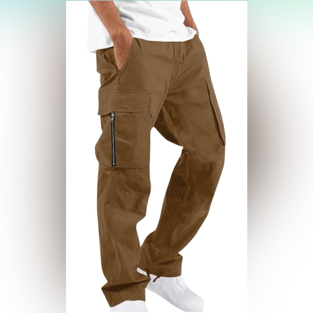 Mens Cargo Pants Loose Straight Sweatpants with Multil Pockets Outdoor Apparel